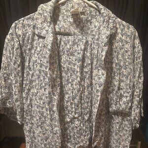 Clifford & Willis Women's Nautical Sailboat Pants & Button Top Outfit Size L